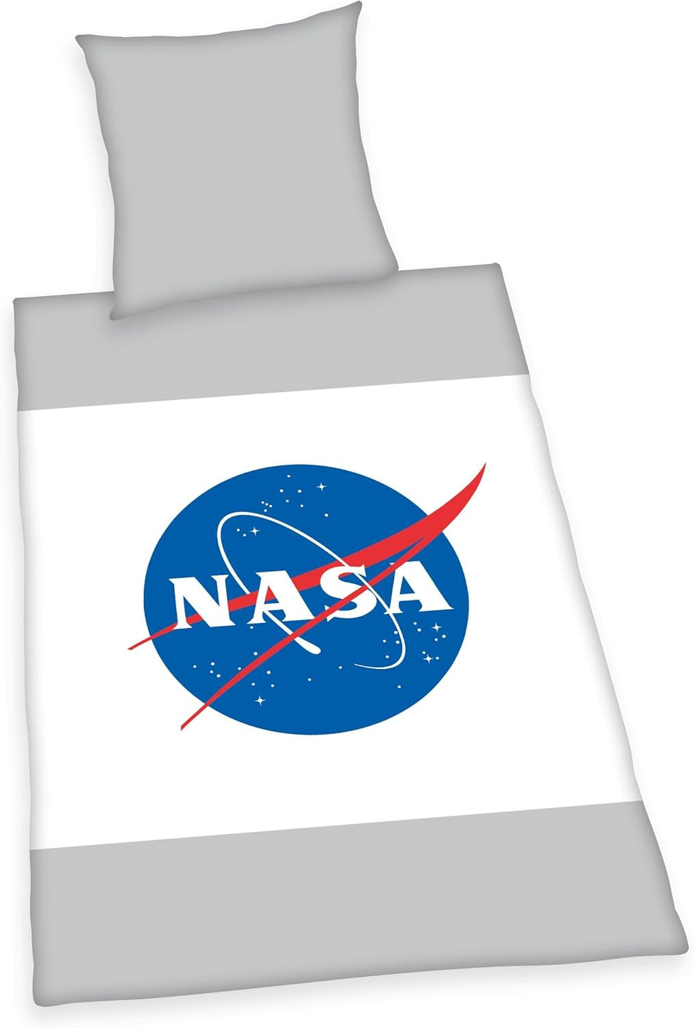 NASA Sengesæt, bomuld/forstærket, gråt/hvidt sengetøj - Kids Naty Shop grå/hvid østrigsk str.