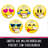 HEJ Mini chokolade humørikoner | 164 g | Ca. 27 seje humørikoner i forskellige designs, lavet af den fineste mælkechokolade | Chokoladegave til børn | Til dekoration (pakke med 2)