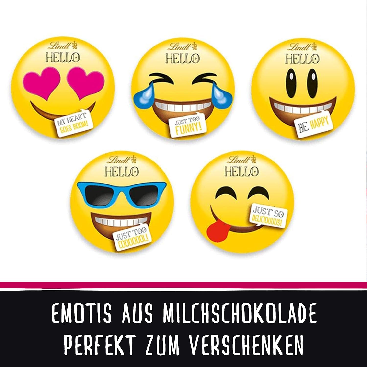 HEJ Mini chokolade humørikoner | 164 g | Ca. 27 seje humørikoner i forskellige designs, lavet af den fineste mælkechokolade | Chokoladegave til børn | Til dekoration (pakke med 2)