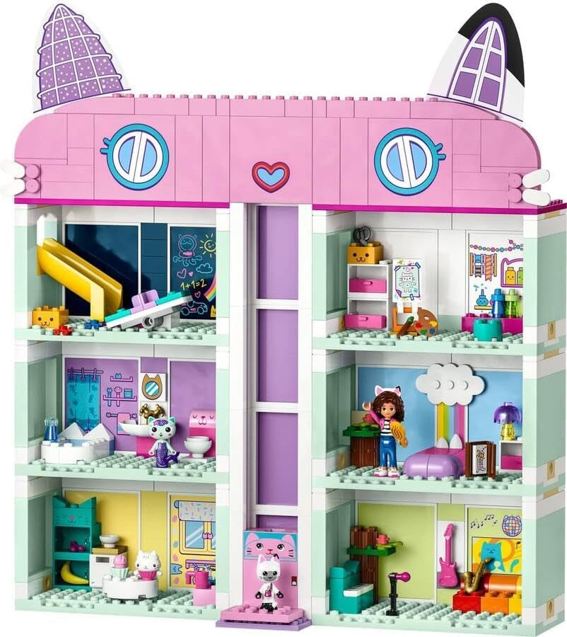 Lego 10788 Gabbys dukkehuslegetøjssæt, 8 værelser og 4 etager Gabbys dukkehuslegetøj med Pandi, Meerkat, Kuchi figurer og tilbehør, gave til 4-årige piger, drenge og børn Byggesæt Besuche den LEGO-Store