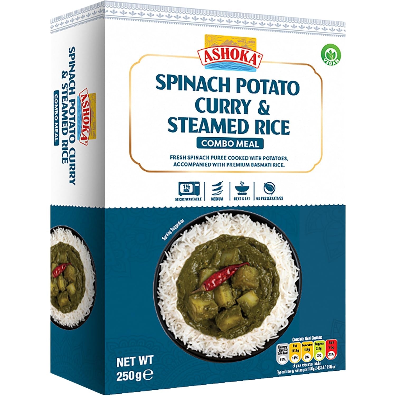 ASHOKA - Instant karry med spinat, kartofler og ris - (1 x 250 g)