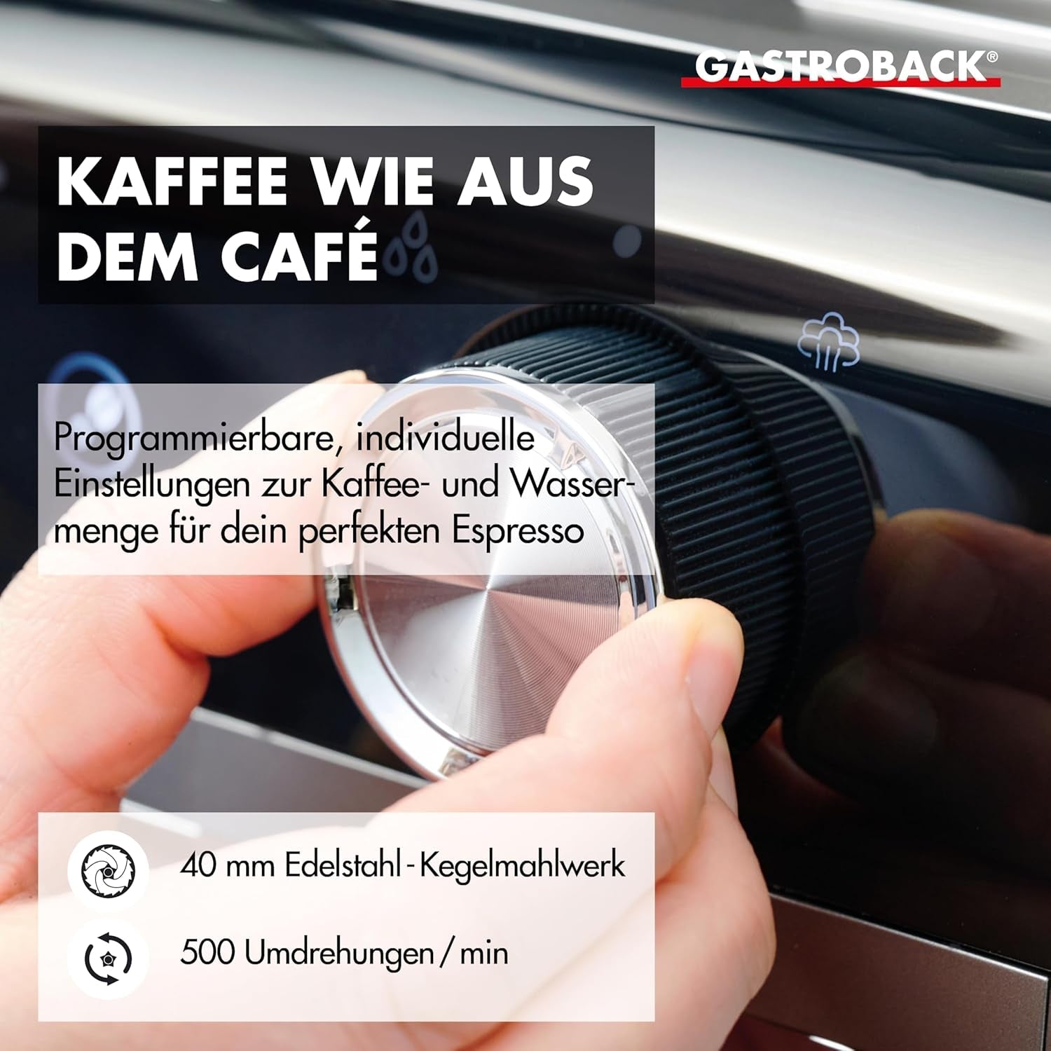 GASTROBACK espressomaskine med kværn inklusiv mælkekande, trykmaskine og rustfrit stål portafilter - Barista espressomaskine med mælkeskummer - Espressomaskine med 30 maleindstillinger
