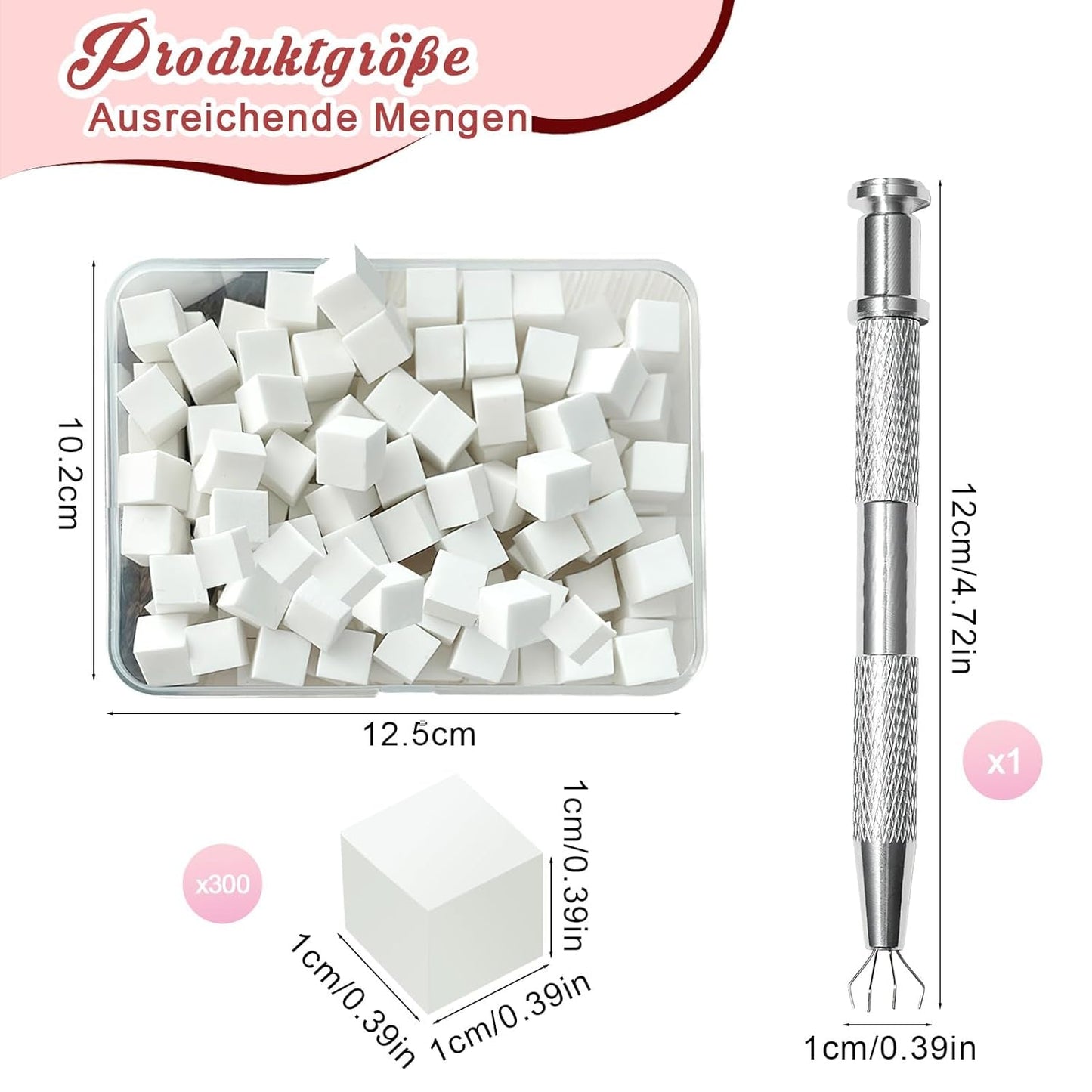 KASURE 300 Stück Nail Art Schwamm, Metall Mit Greifer Nagel Pinsel, Nageldesign Tilbehør Für Nail Art, Schwammpinsel Für Farbverlaufs-Nageldesign