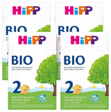HiPP 2 Økologisk tilskudsmælk (4 x 600g), efter 6 måneder, med Omega-3 (DHA, ALA), calcium og lettilberedt økologisk stivelse, af bedste økologiske kvalitet