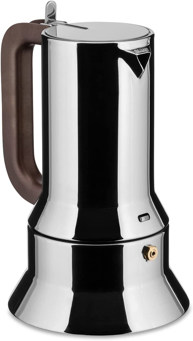 Alessi 9090/6 Espresso med 6 kopper til induktion, rustfrit stål, sølv, 15,5 x 13,5 x 27 cm
