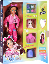 Simba 105953975 - Kawaii Hi Dress-Up Lucy Doll (26 cm) - Artikuleret frisørmodedukke, langhåret kanindukke og tilbehørslegetøj fra 4 år og opefter