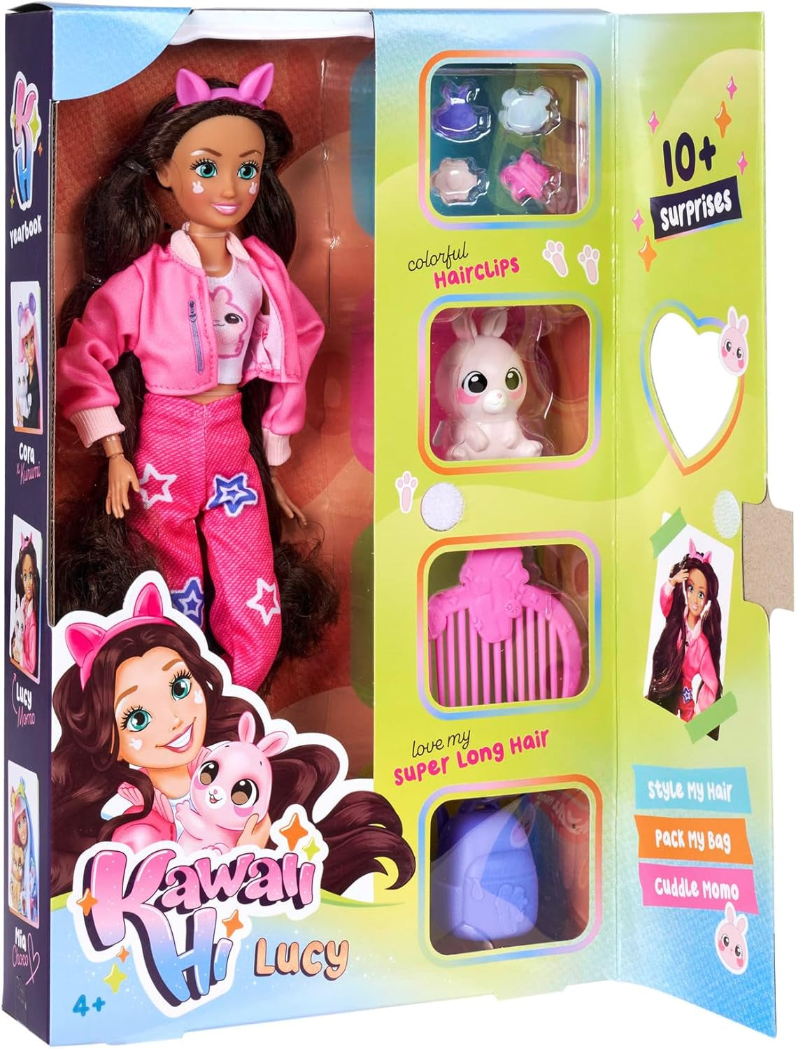 Simba 105953975 - Kawaii Hi Dress-Up Lucy Doll (26 cm) - Artikuleret frisørmodedukke, langhåret kanindukke og tilbehørslegetøj fra 4 år og opefter