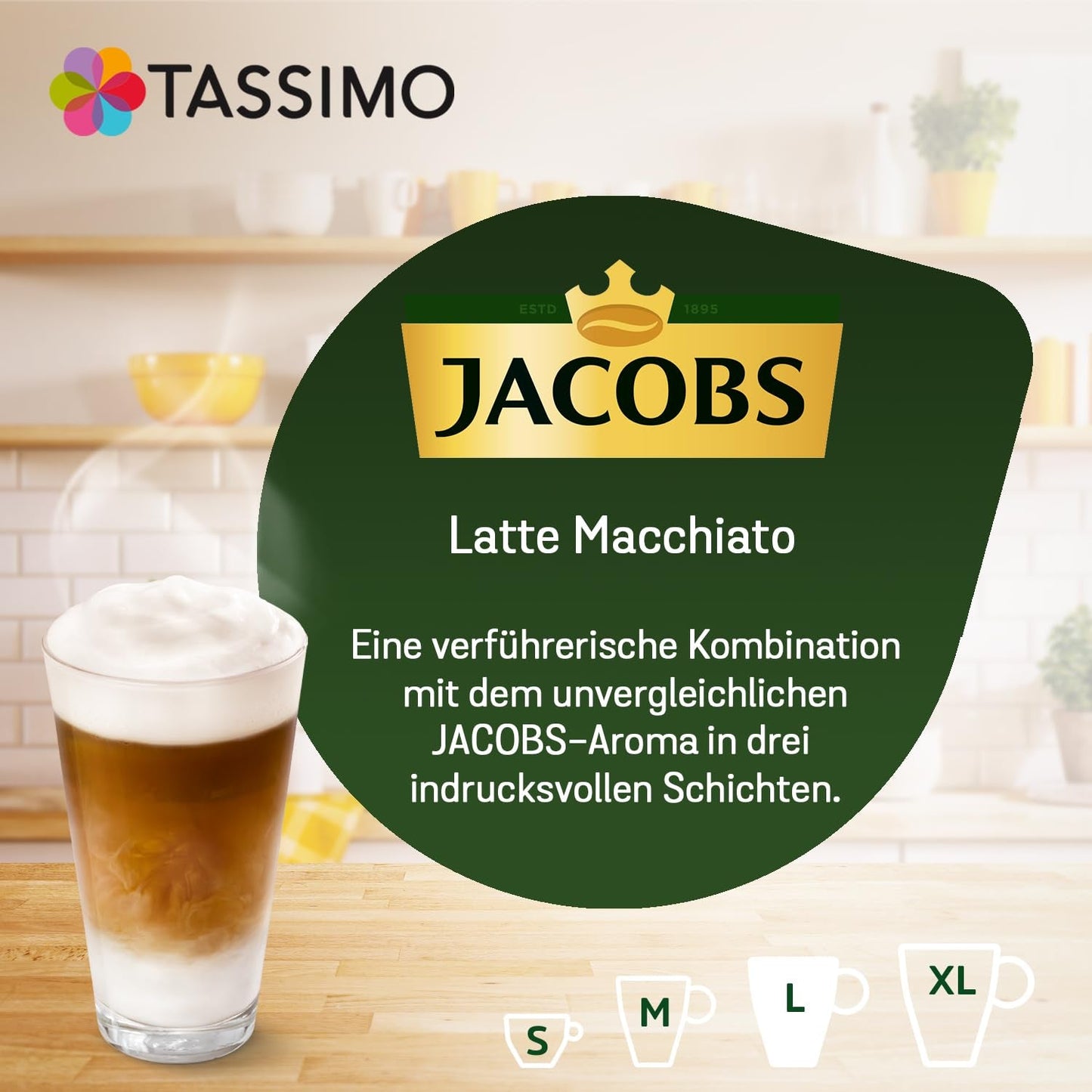 Tassimo Kapseln Jacobs Type Latte Macchiato Classico, 5 x 8 puder, 40 Kaffeekapseln