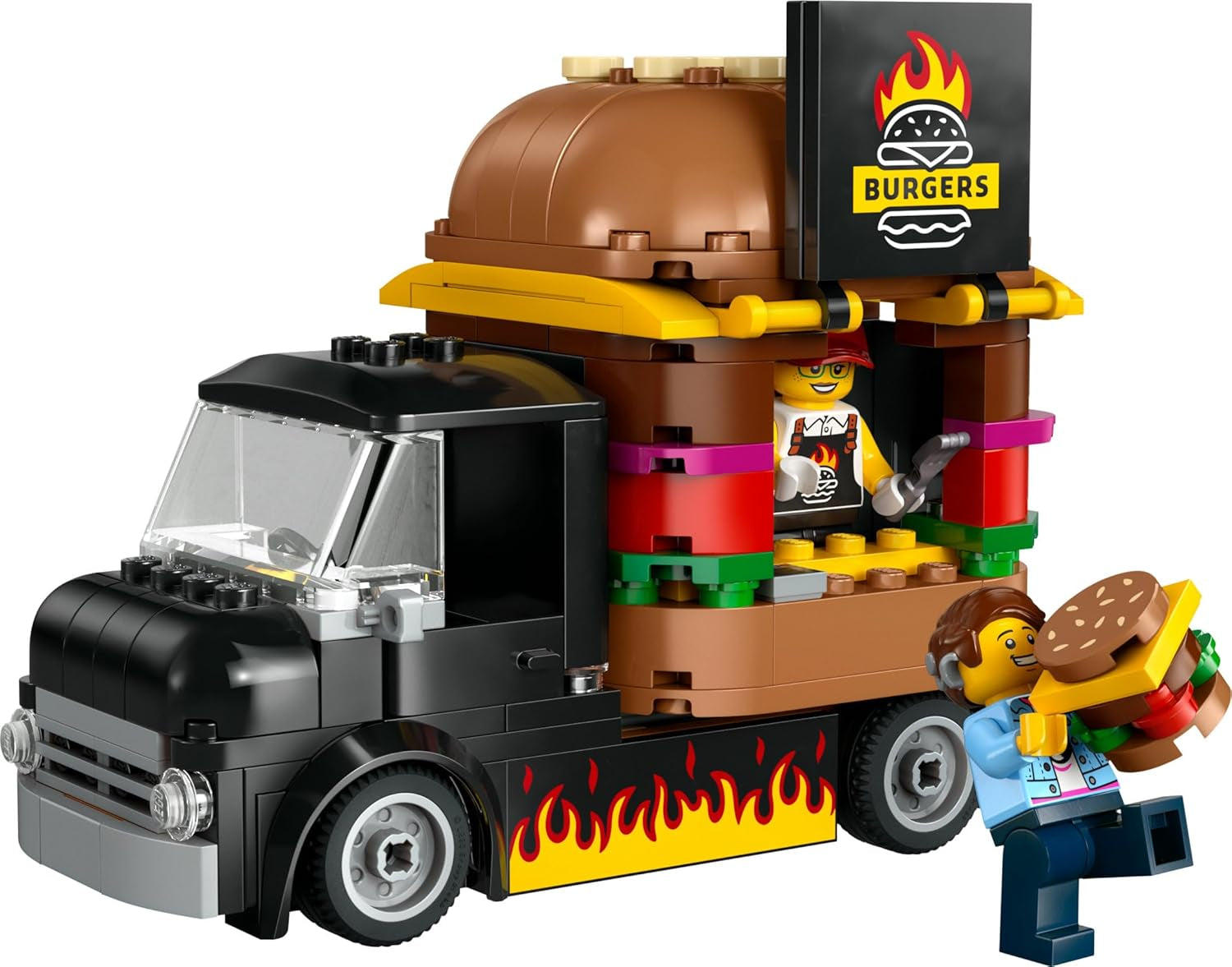 LEGO City Burger Truck Byggesæt med Legetøjsbil til 5-årige, Food Truck Minifigur og tilbehør, Sjov gave til drenge og piger 60404 Byggesæt Besuche den LEGO-Store