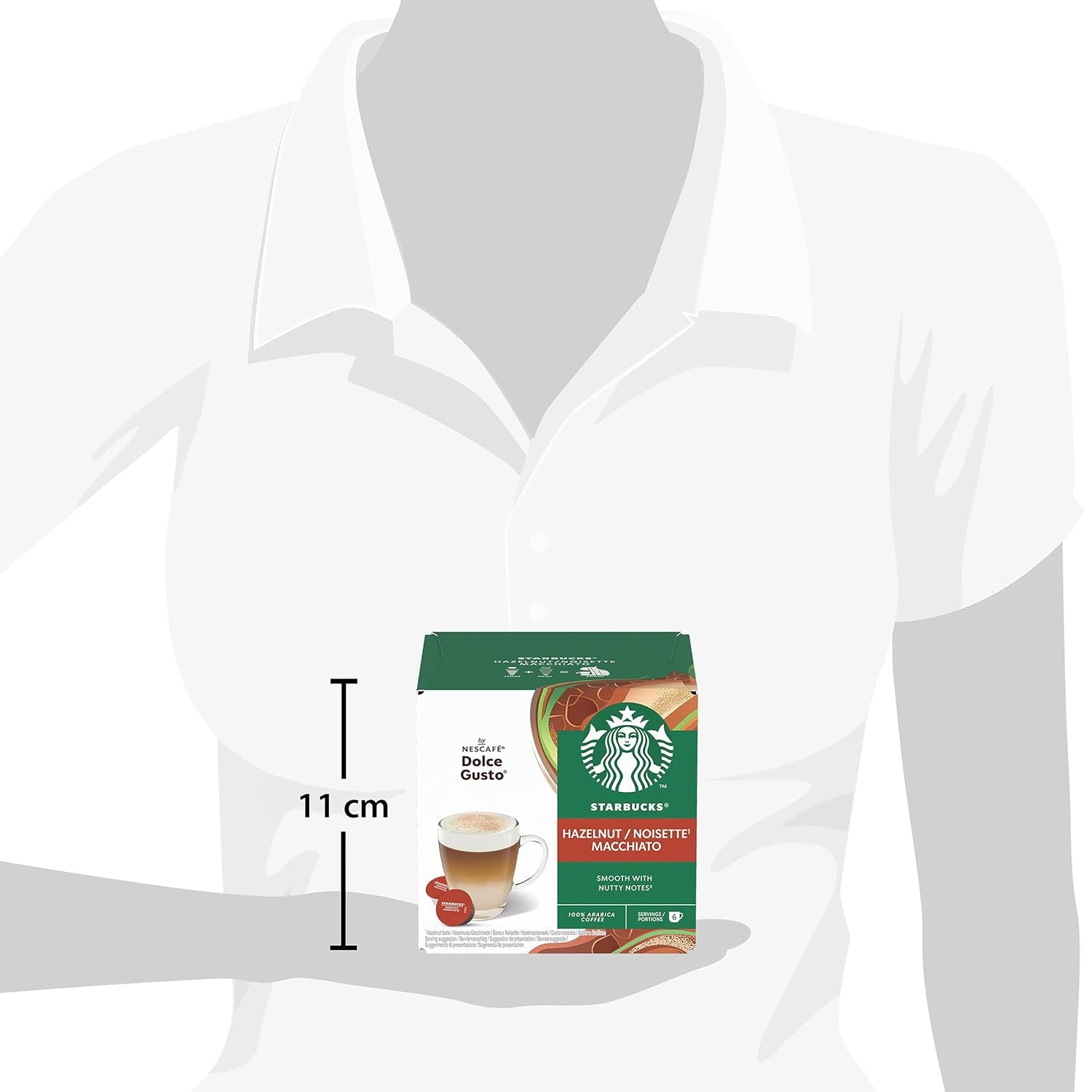 STARBUCKS Hasselnut Macchiato af Nescafé Dolce Gusto, Dunkle Röstung, Kaffeekapseln 6 x 12 (72 Kapseln)
