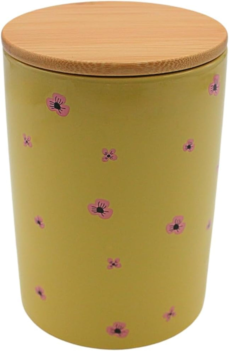 Dekohelden24 Elegant keramisk opbevaringsboks/kaffe/frisk mad/kiks Hüftgold. Motiv: leneș. Mål: H/Ø 15,6 x 11 cm. Naty Shop madopbevaringskasser