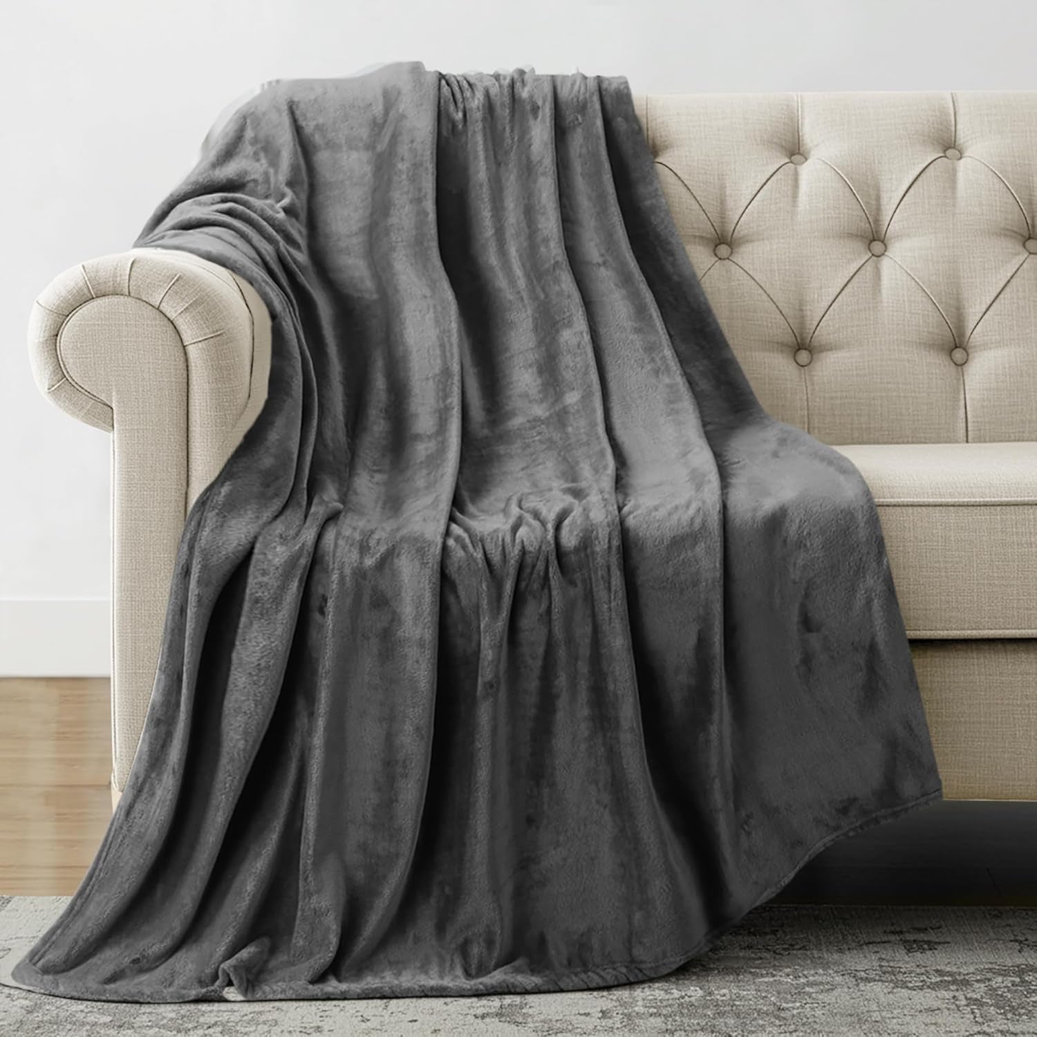 Utopia Sengetøj Kuschelige Fleecedecke [228X228 Cm, Grå] Weiche, Leichte, Varm Flauschige Decke Kuschelige Og Atmungsaktive Decken Für Bett Sofa Sofa