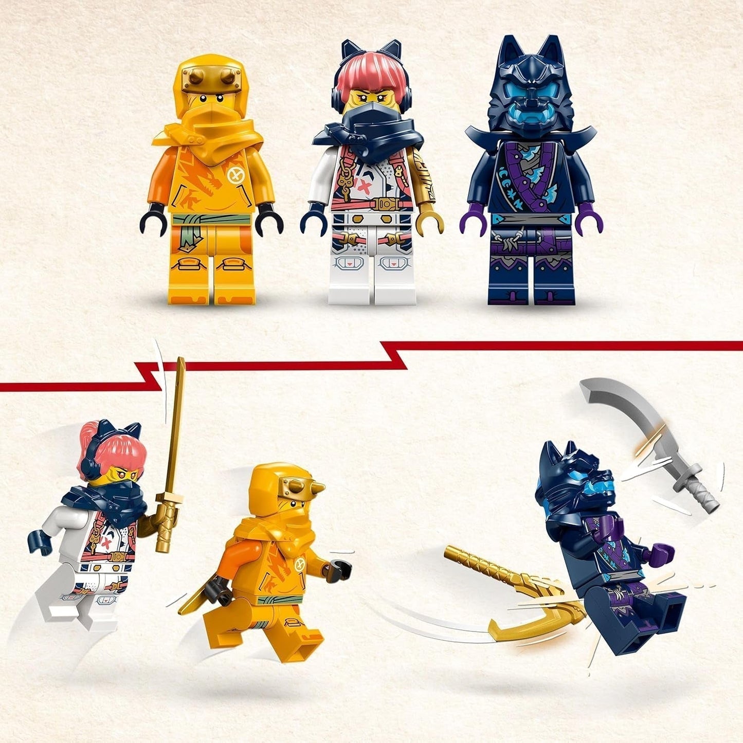 LEGO NINJAGO Riyu The Baby Dragon Dragon Legetøj med 3 minifigurer Ninja-legetøj til 6-årige drenge og piger Actionfyldt gave til børn 71810 Byggesæt Besuche den LEGO-Store