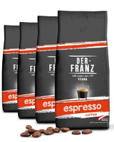 Der-Franz Espresso Kaffee, Intensität 5/5, Arabica og Robusta, ganze Bohne, 4 x 1000 g