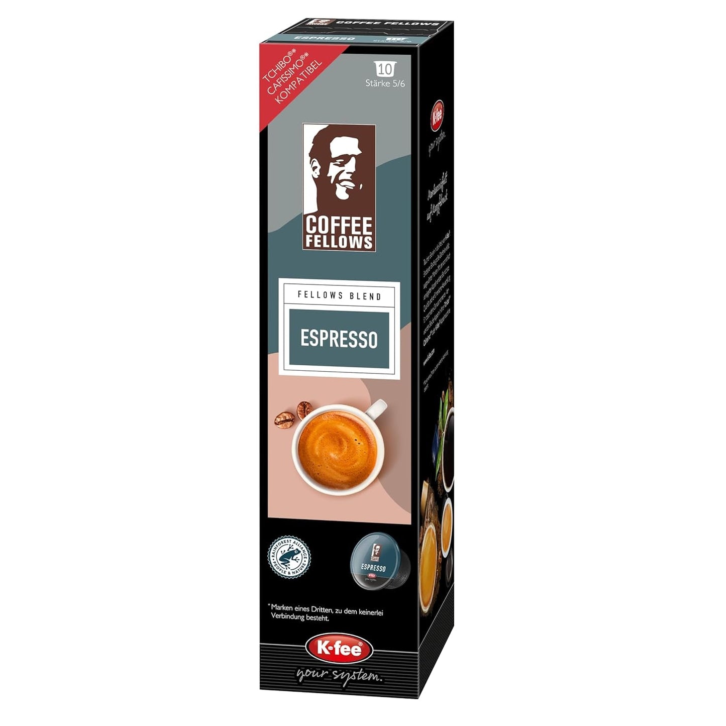 Coffee Fellows Blend Espresso-kapsler, kompatible med K-fee, EXPRESSI & Tchibo Cafissimo*, schokoladig-fruchtige Aroman, 120 Kaffeekapseln