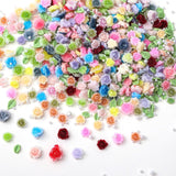 300 Stück Niedlich Blume Nail Charms, 3D Resin Blomster Camelie Rose Nägel Charms Mit Perle, Gemischt Größe Bunte Flower Nägel Deko Für Frauen Nail Art Zubehör