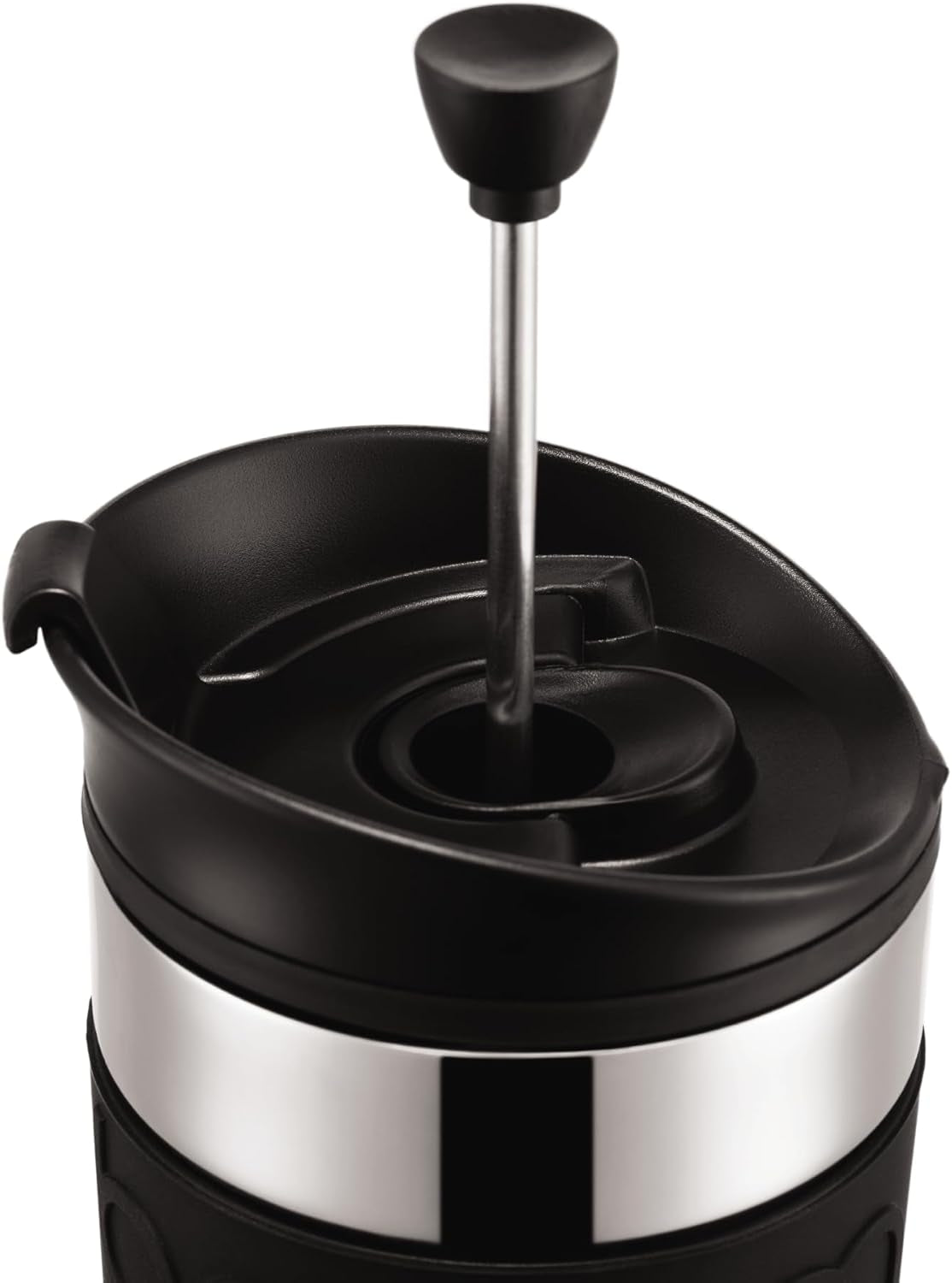 Bodum K11067-01 Travel Press Rustfrit stål sort kaffemaskine med erstatningslåg 350ml