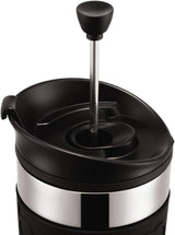 Bodum K11067-01 Travel Press Rustfrit stål sort kaffemaskine med erstatningslåg 350ml