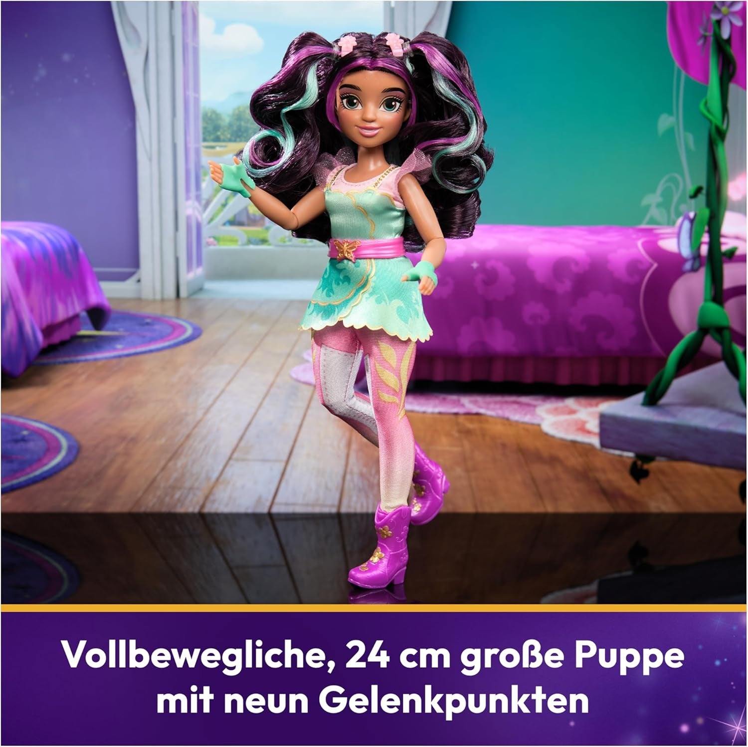 Unicorn Academy Ankleidepuppe Ava - die Originalpuppe zur beliebten Netflix-Serie, 24 cm stor og med 7 tilbehør til fantasifulde roller, for børn i 4 år