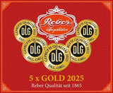 Reber Mozart kugler - 5 poser af 5 slik i juleudgaven - Autentiske Reber Mozart kugler, lavet af mørk chokolade, marcipan og nougat