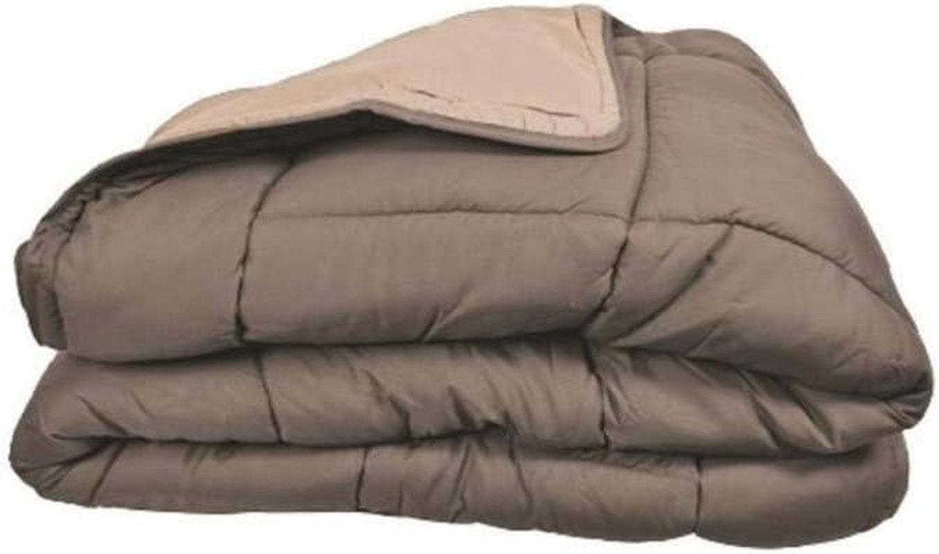 Poyet Motte Vaskbar dyne med fast betræk - 140X200 Cm - Benzinblå/mastikbeige Dyner og dyner Naty Shop Taupe/lin 200X200X1 Cm