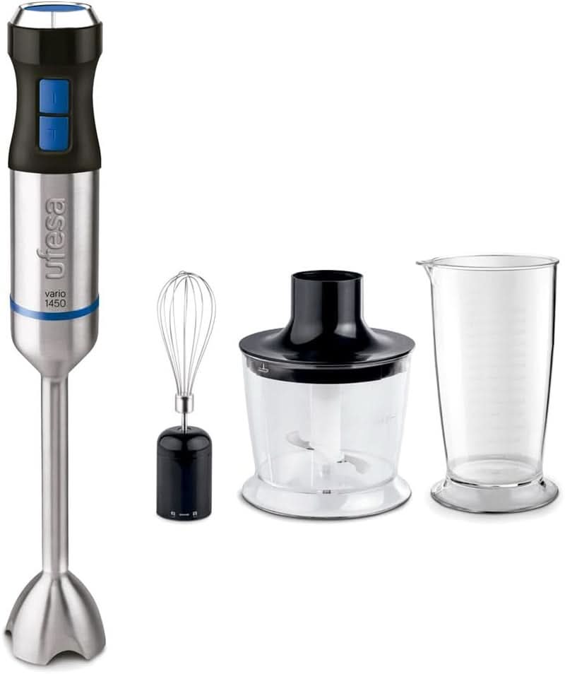 Ufesa BP4762 Vario 1450 Max Standmixer, Leistung 1400 W, 20 Geschwindigkeiten + Turbo, Edelstahlgehäuse Und 4 Klingen, Ergonomisches Und Spritzwassergeschütztes Design, Inkl. Tilbehør, Bpa-Free Kitchen Naty Shop