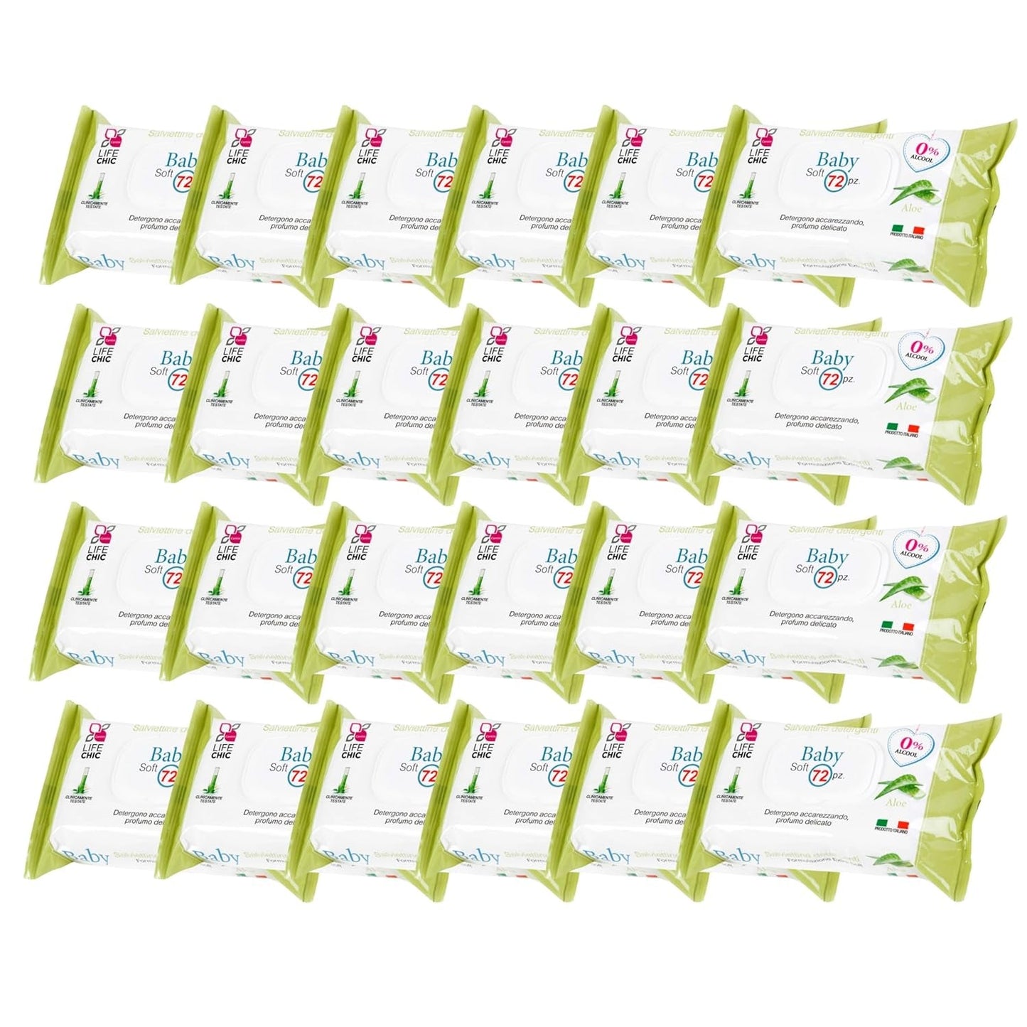 Aloe Baby vådservietter til følsom hud, alkoholfri, hudvenlig, pH 5,5, let duftende, 1728 antal (24 pakker)
