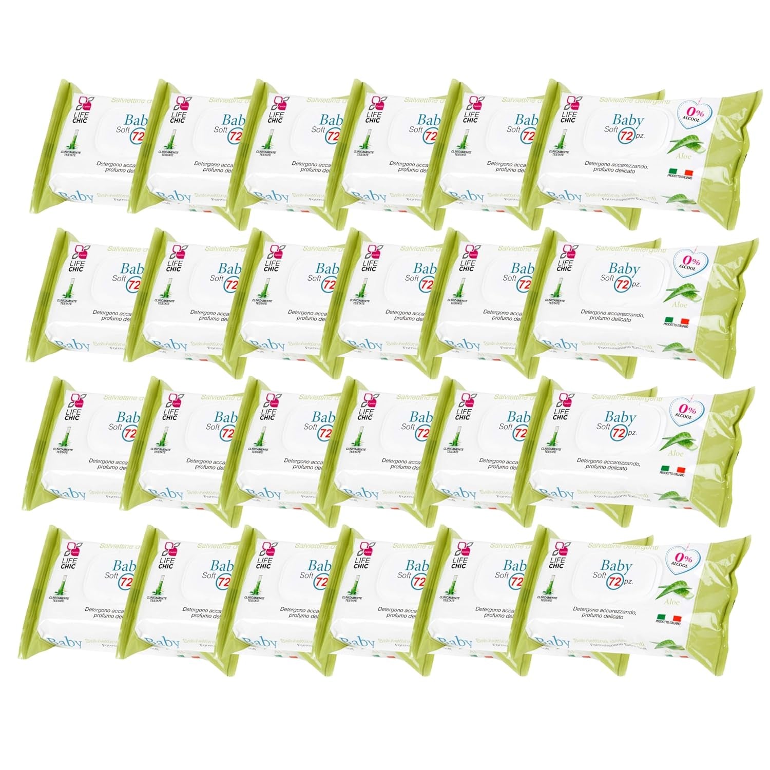 Aloe Baby vådservietter til følsom hud, alkoholfri, hudvenlig, pH 5,5, let duftende, 1728 antal (24 pakker)