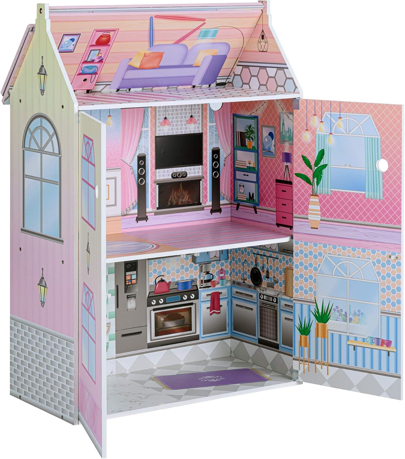 Olivias Little World Glasshouse Kids 12" dukkehus og 10 dukketilbehør 3,5" Multi Td-12518D dukkehuse Naty Shop