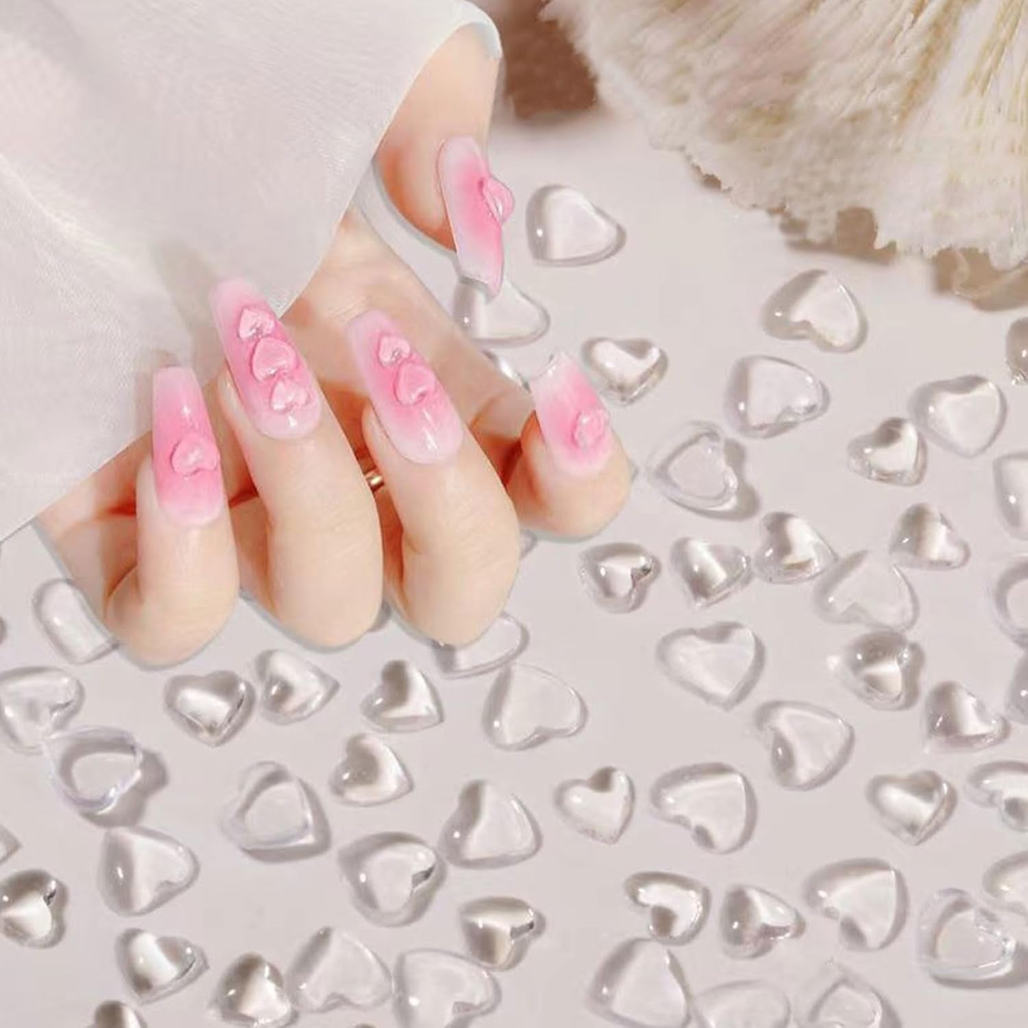 3D Heart Nail Art Charms,320 Stück Niedliche Klar Acryl Herz Nail Charms, Flatback Heart Nagel Strasssteine ​​4Mm 6Mm 8Mm Harz Nagelkunst Dekorationen for Frauen Mädchen DIY Maniküre Zubehör(4Mm 6Mm 8Mm)