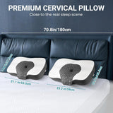 Elviros Memory Foam Ortopædisk pude Nakkesmertepude Sovepude Ergonomisk nakkepude Nakkestøttepude Anti-snorkepude til sidesover Mavesover Hvide cervikale ortopædiske puder Naty Shop