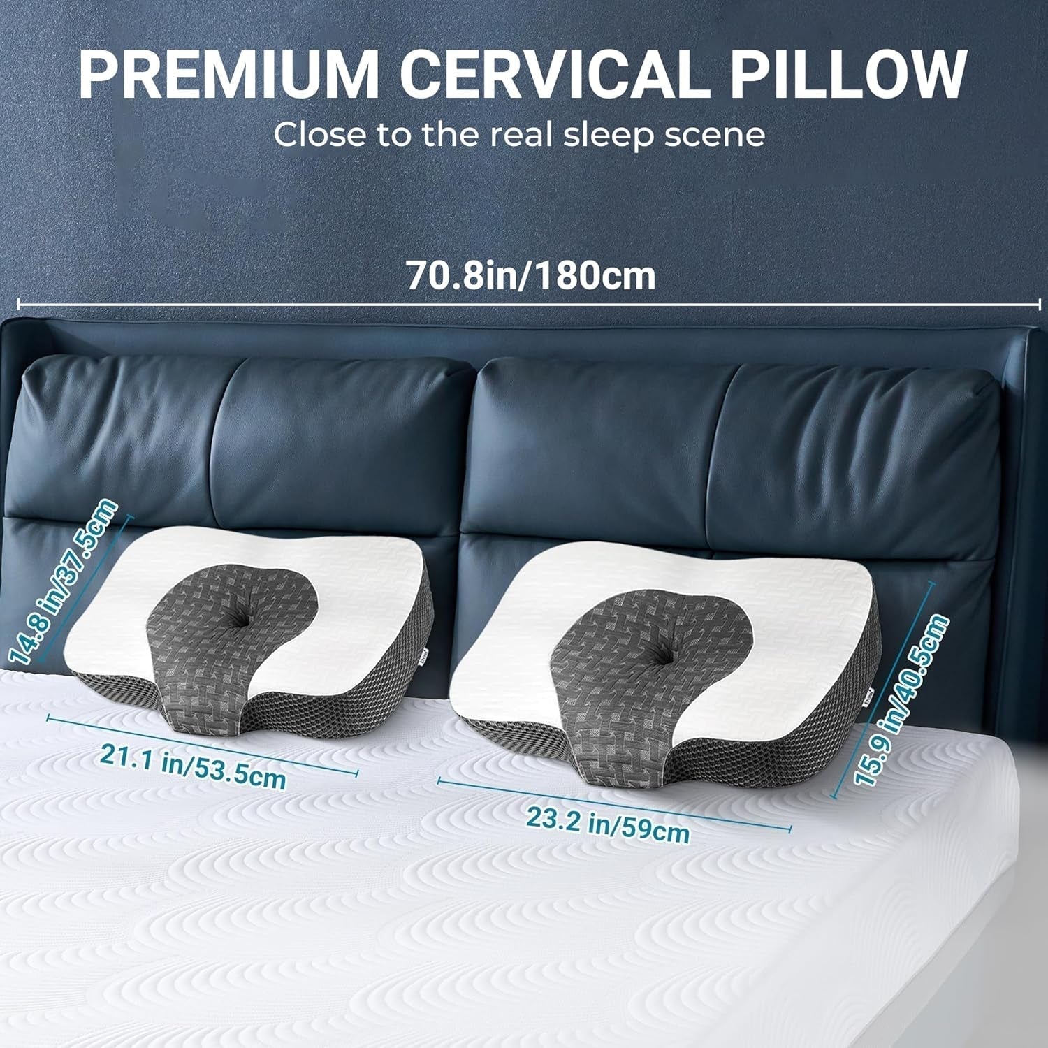 Elviros Memory Foam Ortopædisk pude Nakkesmertepude Sovepude Ergonomisk nakkepude Nakkestøttepude Anti-snorkepude til sidesover Mavesover Hvide cervikale ortopædiske puder Naty Shop