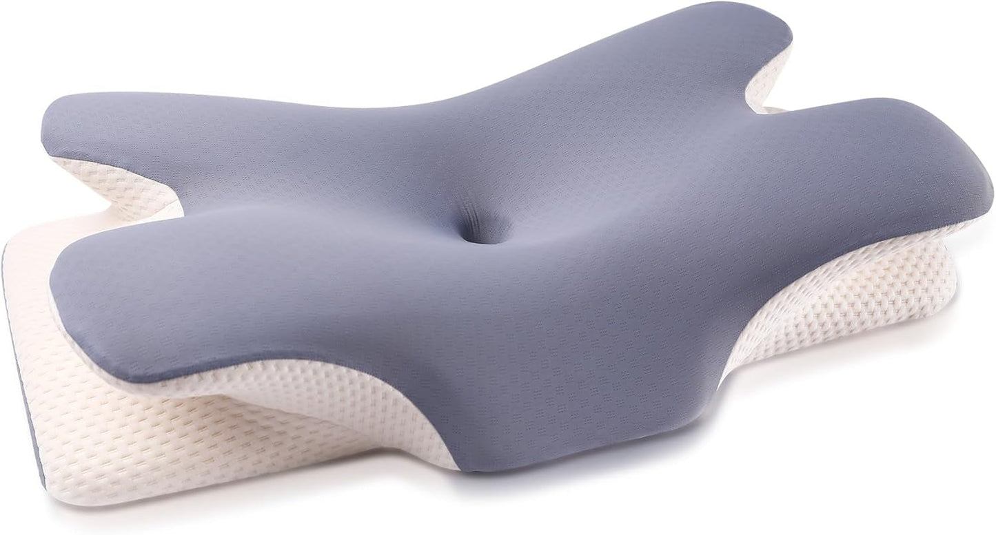 MULISOFT Memory Foam Pude, Komfortabel Hovedpude, Nakkestøttepude, Ergonomisk Side Sovepude (Grå) Cervikale ortopædiske puder Naty Shop Blue
