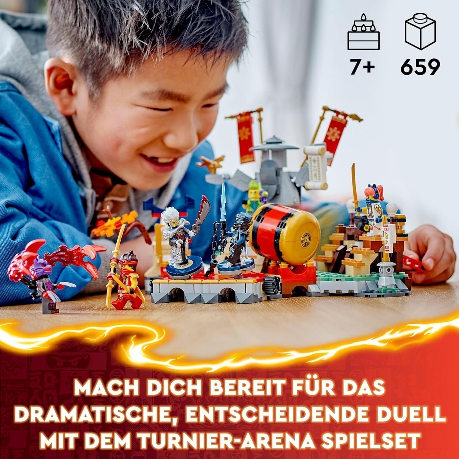 LEGO NINJAGO Tournament Arena Eventyrlegetøj til børn Ninja-legesæt med 6 minifigurer Samling Byggesæt Fødselsdagsgave til 7-årige drenge og piger 71818 Byggesæt Besuche den LEGO-Store