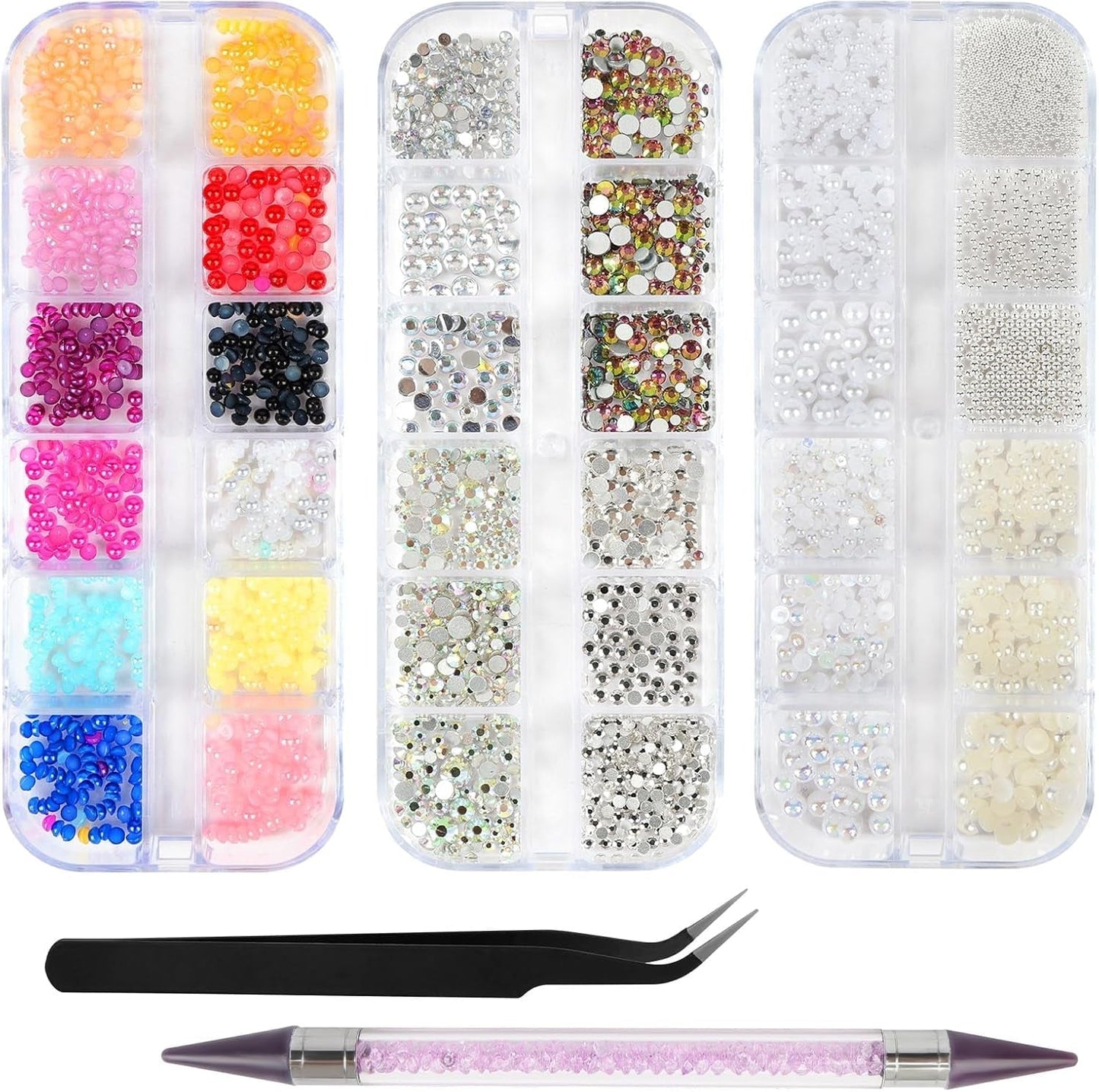 Harz Strasssteine ​​4200 Stk Strass Kristalle 1Mm-5Mm Gemischte Kinder Bastelsachen Kit Mit Strass Mit Picking Pinzette Und Stift Für DIY Nägel Kleidung Kunsthåndværk Gemischt Becher Party (A)