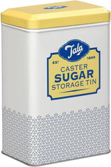 Tala Originals Retro Design Metal Opbevaringsboks i Gul og Creme Kan indeholde en hel pose med pulveriseret sukker