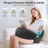 Spil- og læsepude, læsepude til seng/sofa/gulv, fodrings-/hæklepude med stor ergonomisk spillepude, gamerpude til iPad/laptop - sort