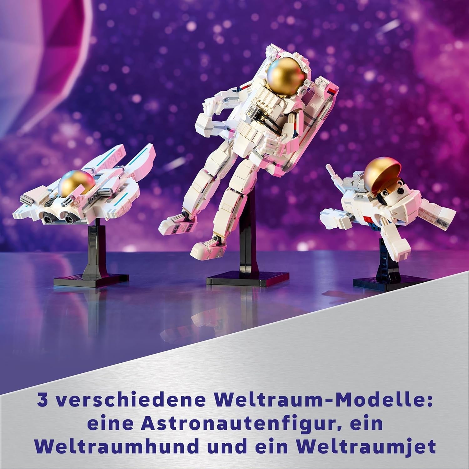 LEGO Creator 3In1 Space Astronaut Legetøj, hunde- og rumskibsmodelsæt til børn, børnehavepynt, kreativ gave til drenge og piger 9 år 31152 Byggesæt Besuche den LEGO-Store