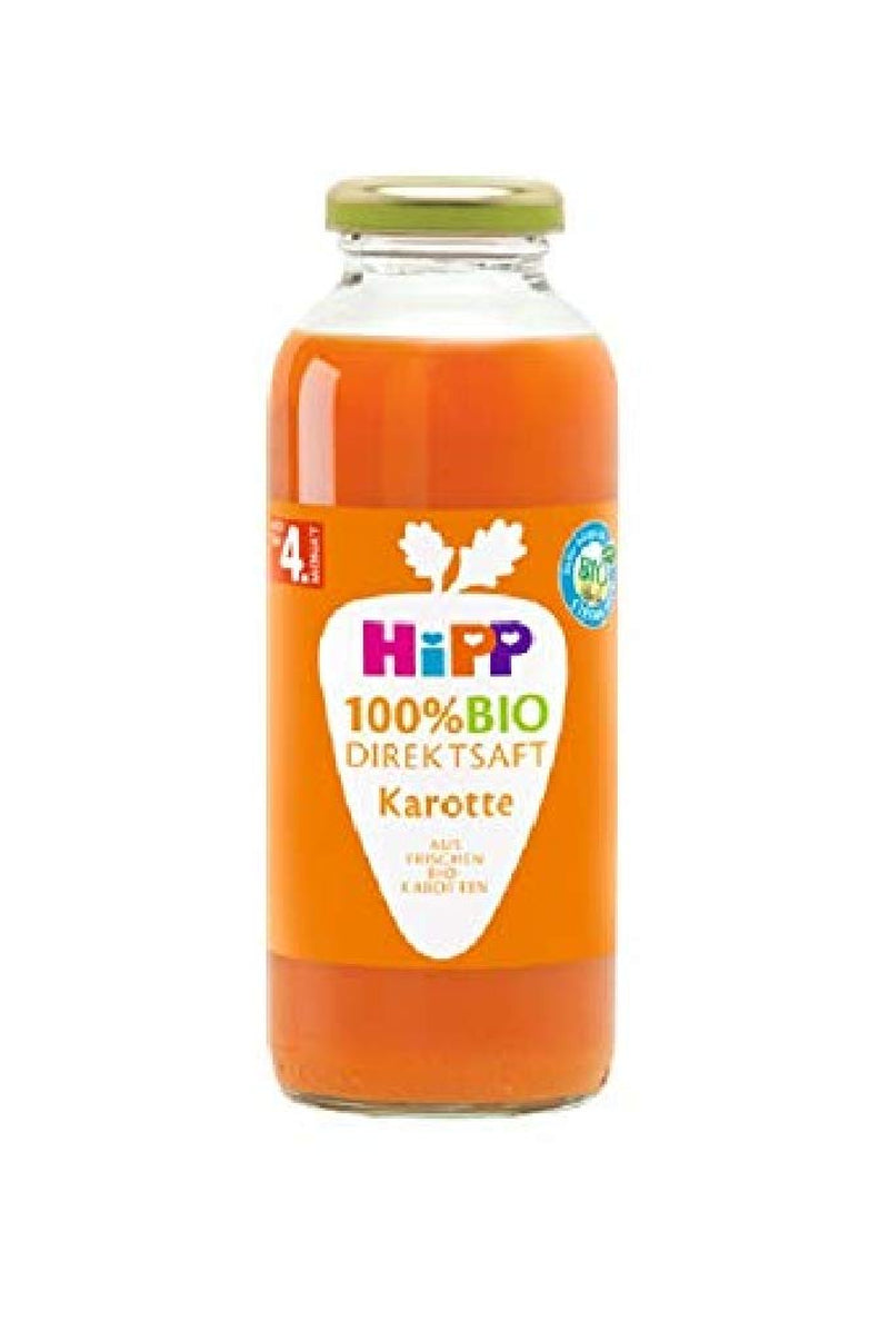 HiPP 100% direkte gulerodsjuice (6 x 330 ml), fra 5 måneder, presset direkte fra friske grøntsager, rig på C-vitamin, uden tilsat sukker, bedste økologiske kvalitet