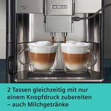 Automatisk espressomaskine Siemens EQ.6 plus s700 TE657503DE, til mange kaffespecialiteter, mælkeskummer, keramisk kværn, dobbelt kaffefunktion, anti-kalk, automatisk damprensning, 1500 W, rustfrit stål