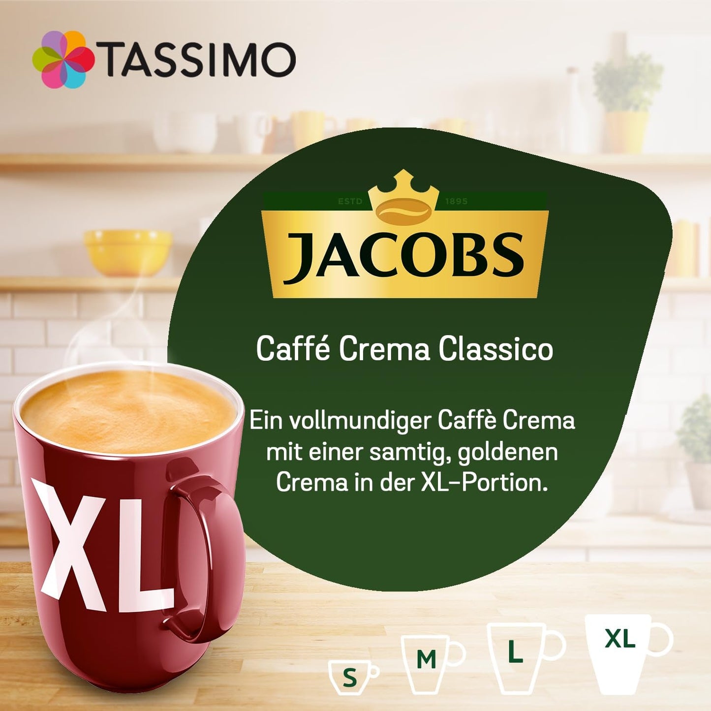 Tassimo Kapseln Jacobs Caffè Crema Classico XL, 5 x 16 puder, 80 Kaffeekapseln