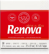 Renova papirservietter, hvid bordcocktailstil - 90 servietter (pakke med 2)