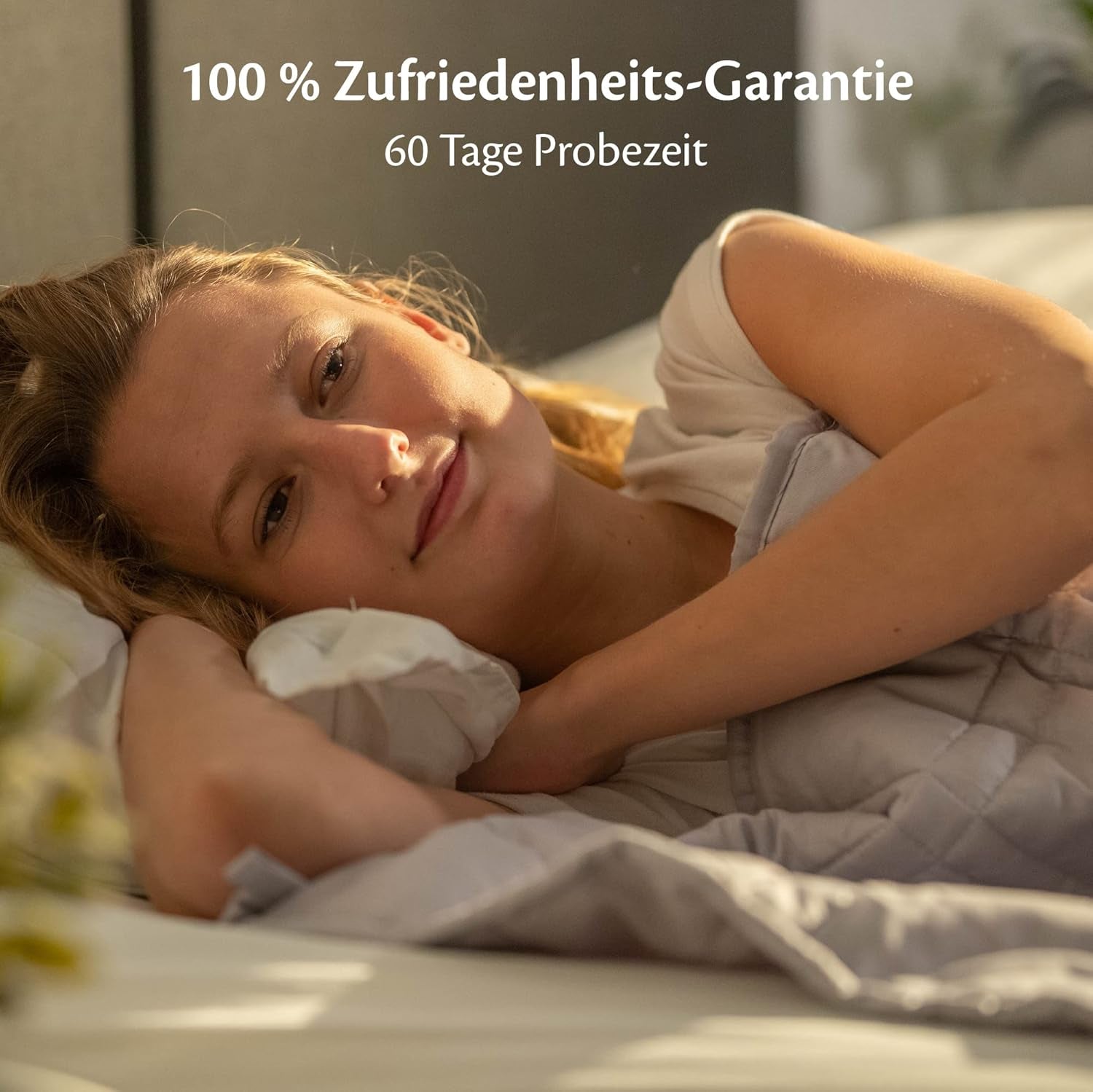 Vægtet tæppe 135X200 7Kg - Anti-stress terapitæppe - Tungt tæppe 100% bomuld - Tæppe til dyb søvn og bedre restitution - Vægtet tæppe - til mænd og kvinder fra 55-85Kg Senge og tæpper Beuche den Ella-Store