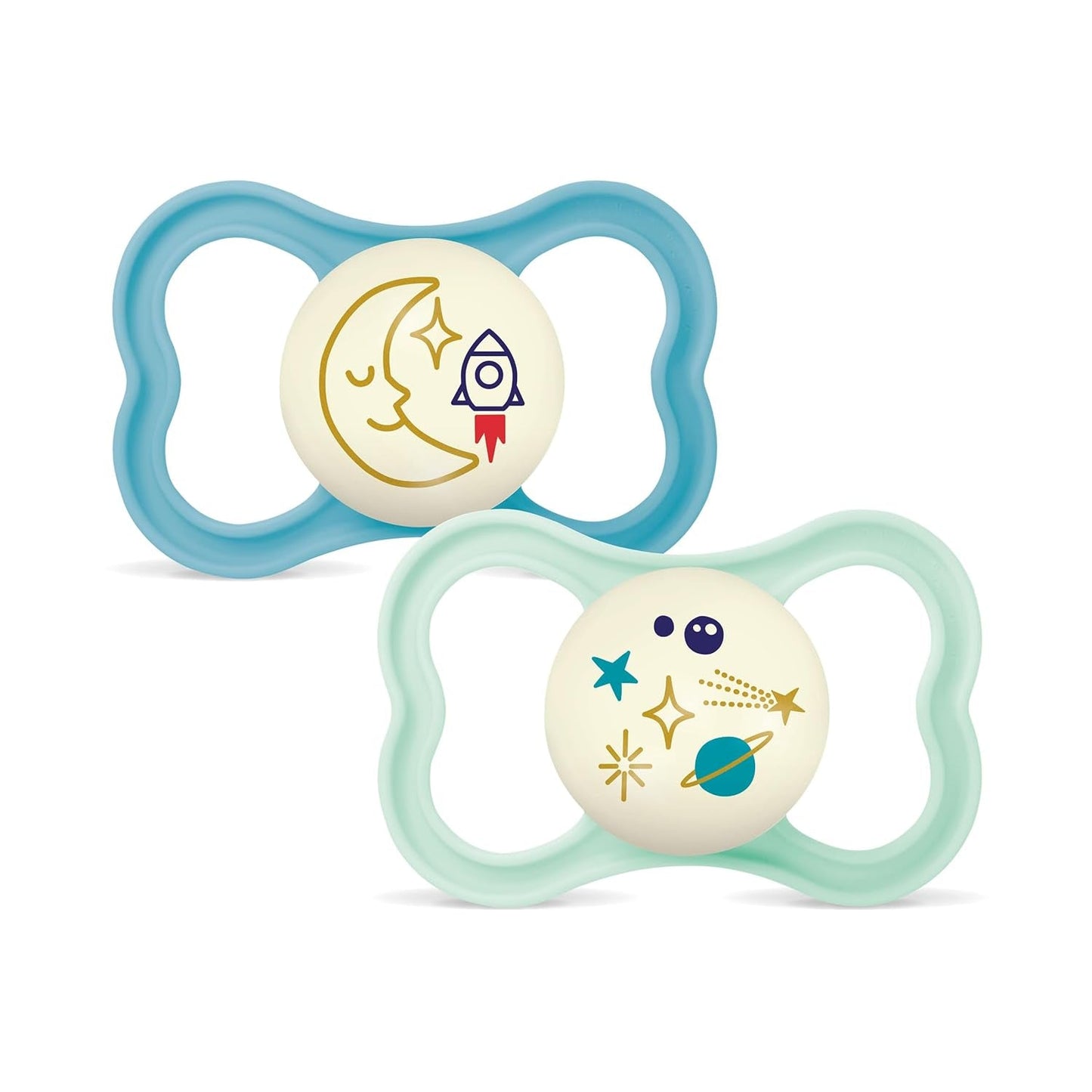 MAM Air Silikonesut 2 Pack Ekstra let og luftigt design Tandvenlig babysut Lavet af MAM SkinSoft Special Silikone med sutteæske 6-16 måneder Bjørn/næsehorn