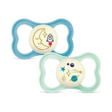 MAM Air Silikonesut 2 Pack Ekstra let og luftigt design Tandvenlig babysut Lavet af MAM SkinSoft Special Silikone med sutteæske 6-16 måneder Bjørn/næsehorn
