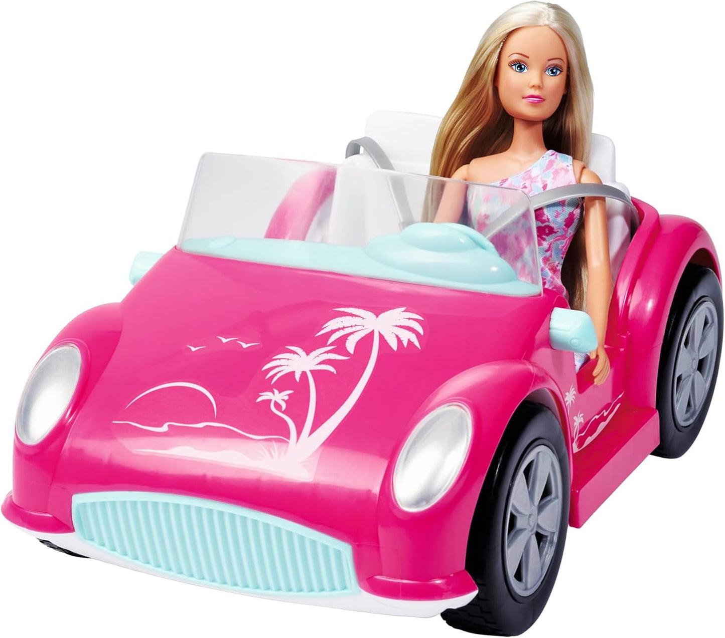 Simba Steffi Love Beach Car Doll i cool sommeroutfit med strandklapvogn 29 cm Alders 3+