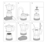 Cilio Classico espressomaskine til 6 kopper | elektrisk 480W | Ø 11,5 cm Højde: 25 cm | aluminium | rød | integreret kogeplade | med varmetilbageholdelsesfunktion og reducerende filter | til rejser eller camping