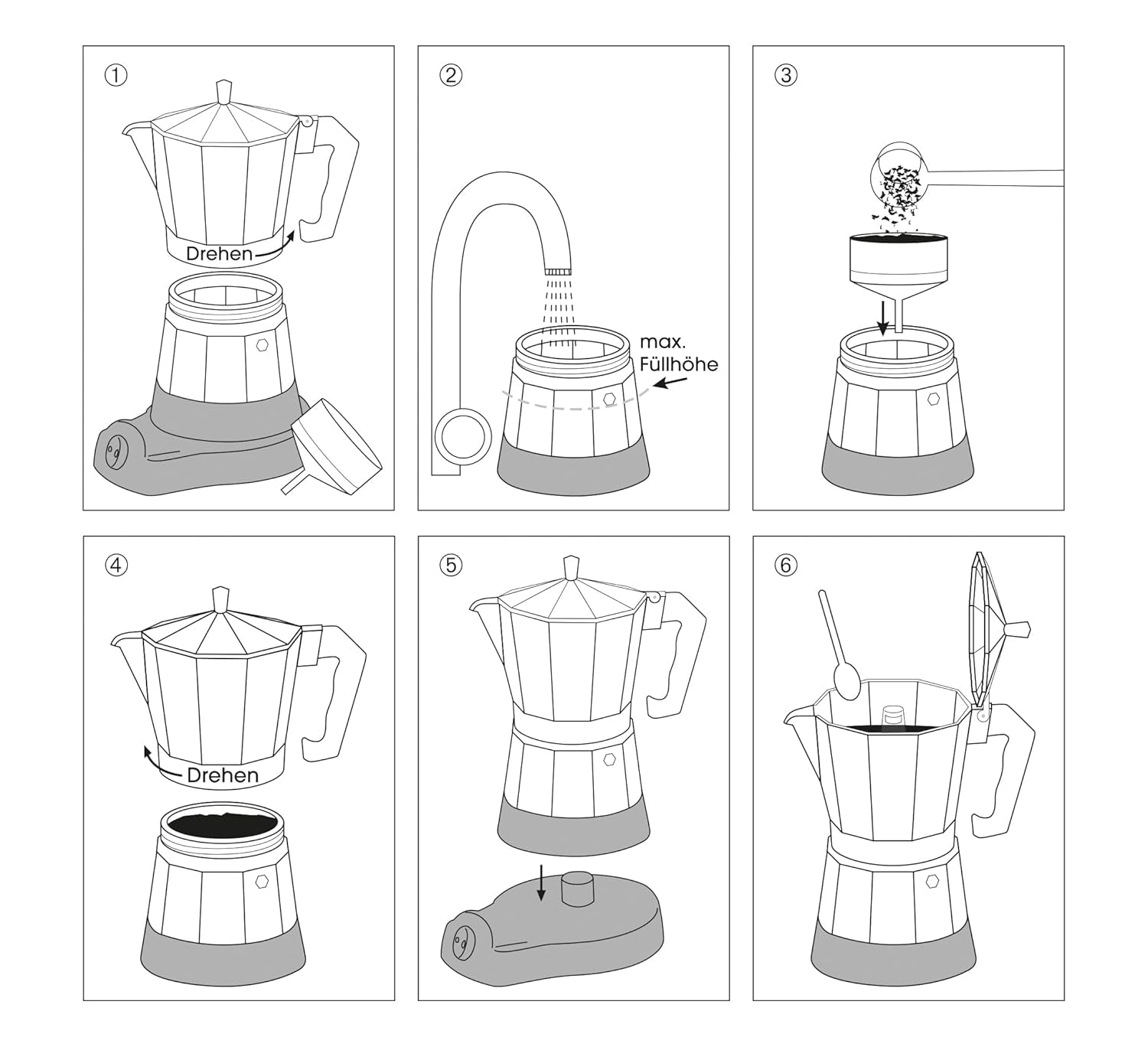 Cilio Classico espressomaskine til 6 kopper | elektrisk 480W | Ø 11,5 cm Højde: 25 cm | aluminium | rød | integreret kogeplade | med varmetilbageholdelsesfunktion og reducerende filter | til rejser eller camping