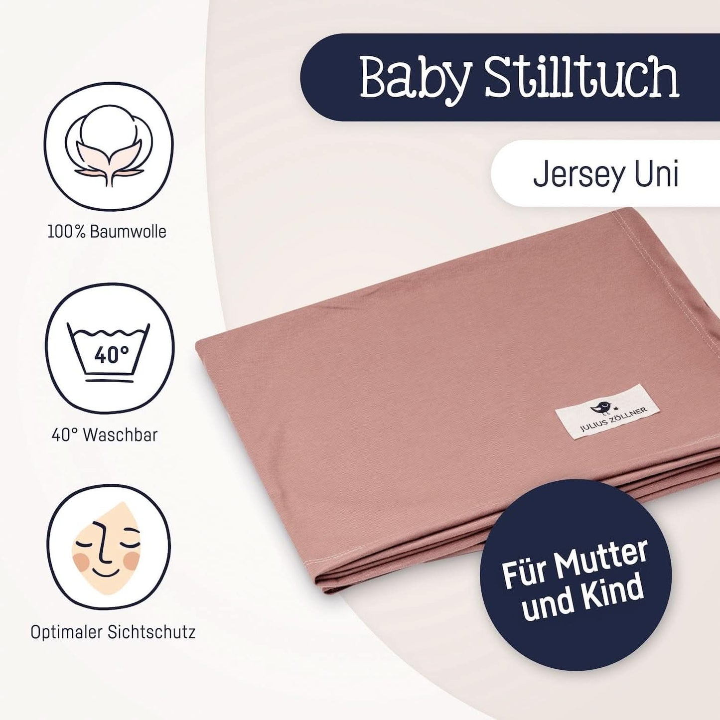 Julius Zöllner Stilltuch Aus 100 Prozent Jersey-Baumwolle, OEKO-TEX STANDARD 100, Made in Germany, Uni Tan Tilbehør Mad og Amning Bebe Naty Shop
