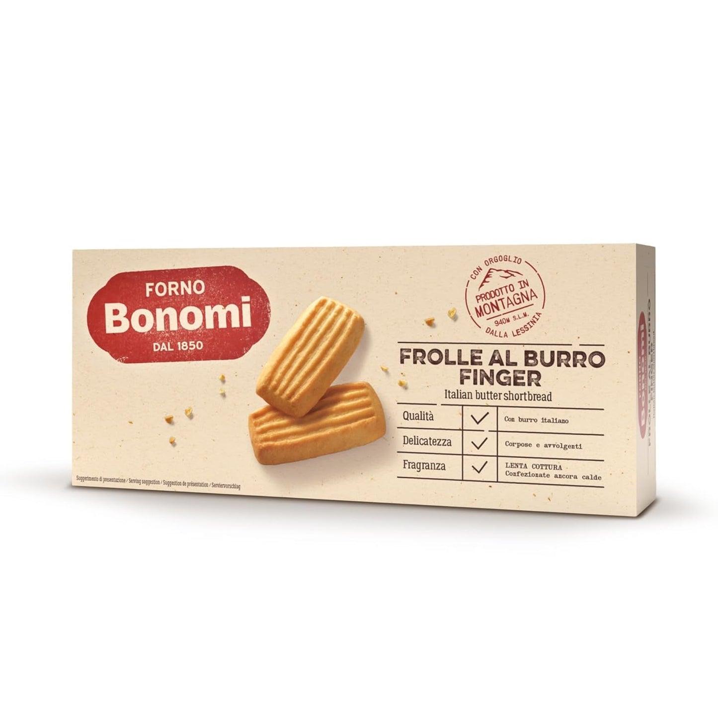 Frolle Al Burro Fingers. Biscotti Traditionelt tilberedt Come Una Volta. Ideel Come Fine Pasto Goloso, Ma Anche Da Abbinare Al the O Al Caffè. Emballage Ja 150 G